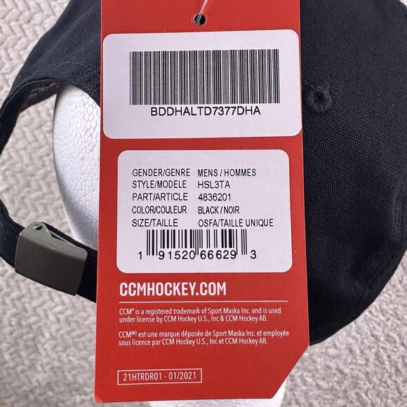 CCM Hockey Hat Cap Black One size fits all (most) New with tags -adjustable - Picture 11 of 11